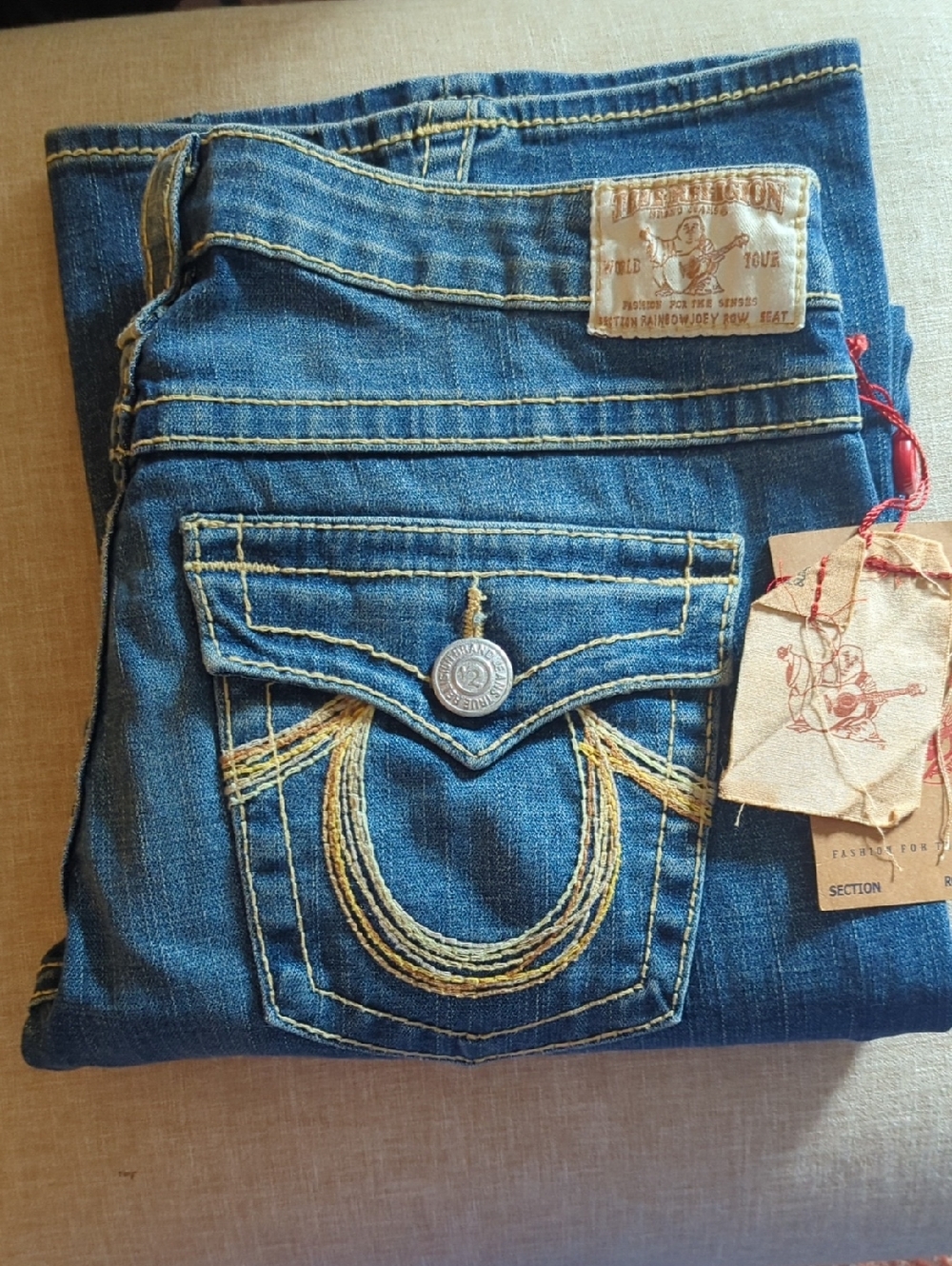 True Religion Joey Rainbow Mid-Blue Flared Jeans - Picture 2 of 11